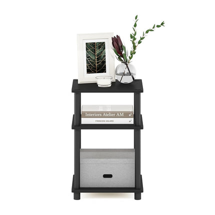 Furinno JUST Side Table, 3-Tier End Table, Open Shelves Night Stand, Bedside Table, Toolless Assembly, for Living Room, Bedroom, Americano
