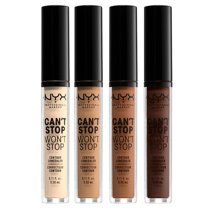NYX Professional Full Coverage Concealer, 24 Hour Longevity, Can't Stop Won't Stop Contour Makeup Concealer, Matte Finish, Shine Control, Long Lasting, Vegan Formula, Shade: Soft Beige