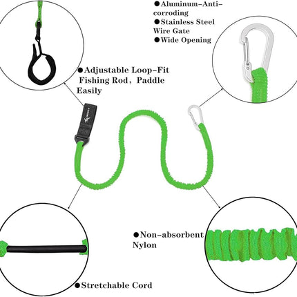 MOPHOEXII Kayak Paddle Leash Kayak Rod Leash Kayak Paddle Lanyard Stretchable Coiled Lanyard Leash Kayak Fishing Accessories for Kayak and Paddles Green 4 Pack