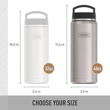 Matte Stainless -40 oz Stainless Water Bottle w/Screw Top