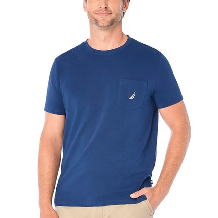 Nautica Men's Solid Crew Neck Short Sleeve Pocket 