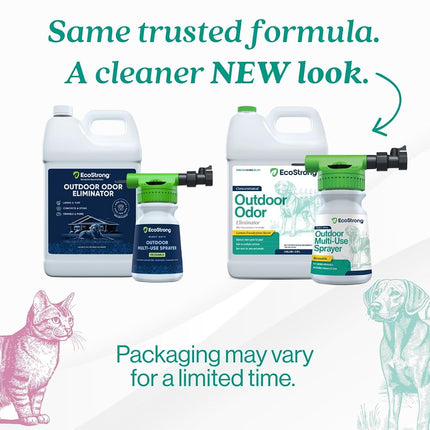 Eco Strong Outdoor Odor Eliminator | Outside Dog Urine Enzyme Cleaner – Powerful Pet, Cat, Animal Scent Deodorizer | Professional Strength for Yard, Turf, Kennels, Patios, Decks (Gallon with Sprayer)