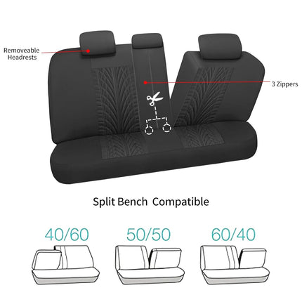 VarCozy Car Seat Covers Full Set, Front Seat Covers and Split Rear Bench Seat Covers for Car, Universal Cloth Seat Covers for SUV, Sedan, Van, Automotive Interior Covers, Airbag Compatible, Black