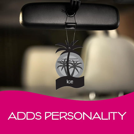 California Scents Car Air Freshener, Hanging Palms Odor Eliminator for Cars, Trucks, Ice, 24 Pack