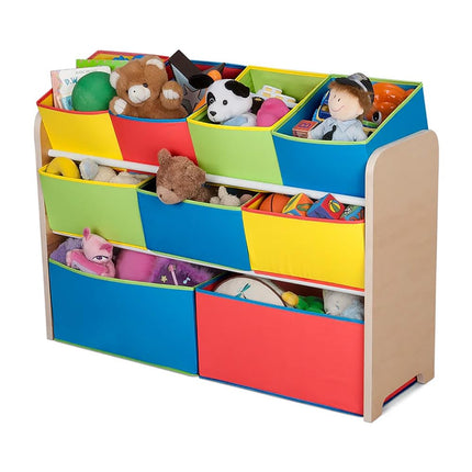 Delta Children Deluxe 9-Bin Toy Storage Organizer - Greenguard Gold Certified, Natural/Primary