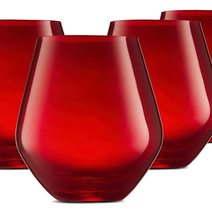 Godinger Wine Glasses, Stemless Wine Glasses, Red 