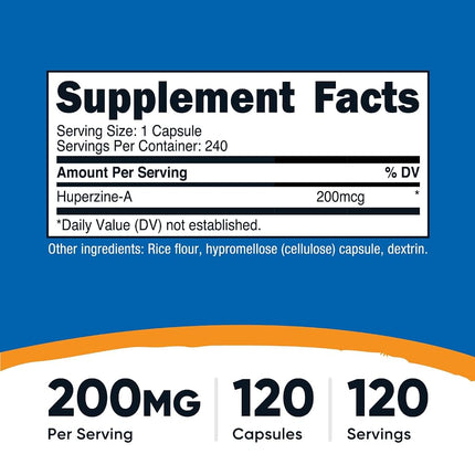 Nutricost Huperzine A Capsules 200 mcg, 240 Capsules - Non-GMO, Vegetarian Friendly