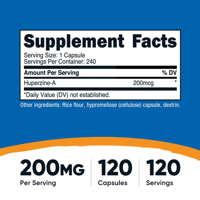 Nutricost Huperzine A Capsules 200 mcg, 240 Capsules - Non-GMO, Vegetarian Friendly