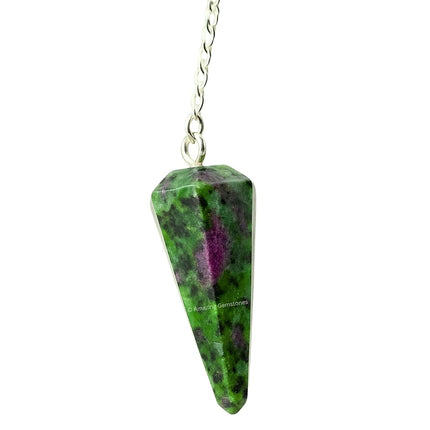 Ruby Zoisite Crystal Pendulum for Divination - Dowsing Pendulum with Chain and Crystal Ball for Reiki Healing and Crystal Grid Meditation