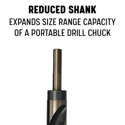 Drill America 13/16" Reduced Shank High Speed Steel Black & Gold KFD Drill Bit with 1/2" Shank, KFD Series