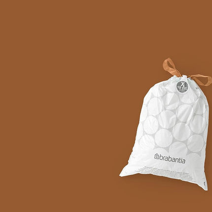 Brabantia 138089 PerfectFit Bin Liners Multipack (Size X/10-12 Litre) Thick Plastic Trash Bags with Tie Tape Drawstring Handles (200 Bags), White