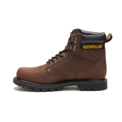 Bottes de travail Caterpillar Second Shift pour homme, marron foncé, 6 W US