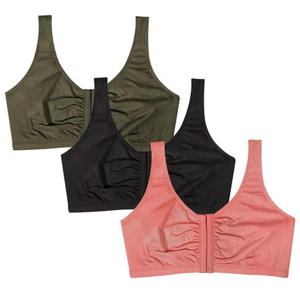 Fruit of the Loom Women's Front Close Builtup Sports Bra, Desert Dusk/Olive Night/Black, 38