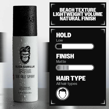 Slick Gorilla Sea Salt Spray for Men 200 mL, Matte Hair Texture Spray