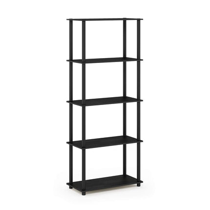 Furinno TURN-N-TUBE Storage Shelves, 5-Tier Book Shelf, Corner Shelf, Toolless Open Shelves, for Organization and Storage, Living Room, Garage, Home Office, Americano