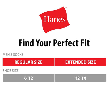 Hanes Men's Work Socks, 6-Pack, White, 12-14