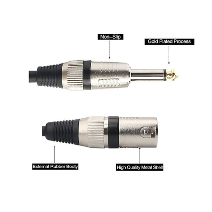 Disino Unbalanced 1/4 TS Mono to XLR Male Cable Gold Plated 6.35mm Plug to Male XLR Microphone Cable Interconnect Cable - 10 Feet