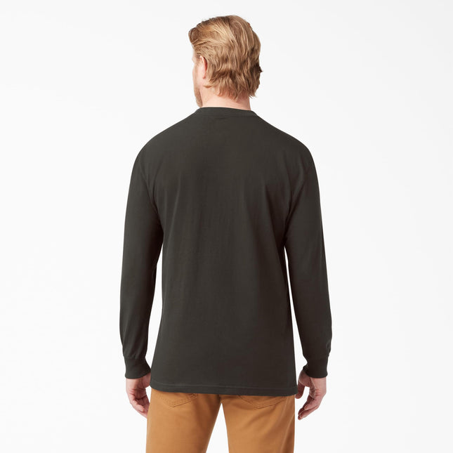 Dickies Camiseta de manga larga de cuello redondo de talla grande para hombre, Marrón Chocolate, L