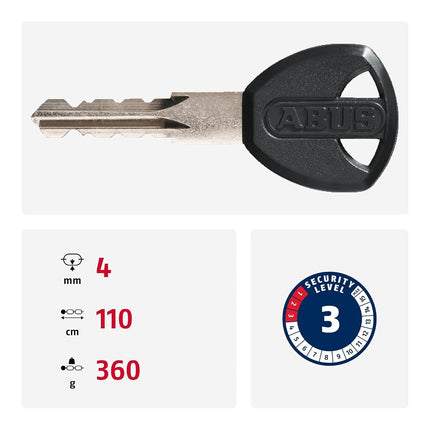 ABUS chain lock 1500 Web - bicycle lock made of special steel - 4 mm thick round chain - security level 3