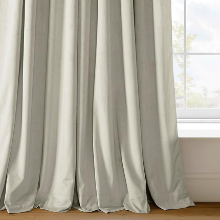 HPD Half Price Drapes Velvet Blackout Curtains/Drapes - 96 Inches Long 1 Panel Blackout Curtain Signature Pleated for Living Room & Bedroom - 25W X 96L, Off White