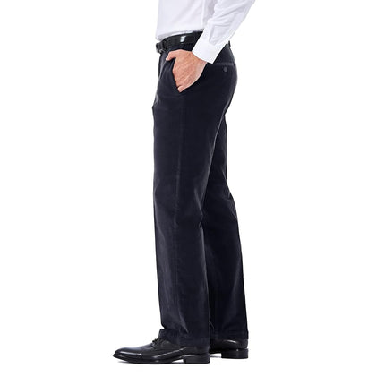 Haggar mensHC00229Stretch Corduroy Expandable Waist Classic Fit Plain Front Casual Pants - Blue - 38W x 32L