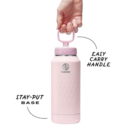 Takeya Sport 32 oz Triple-Insulated Stainless Steel Water Bottle – Leakproof, Sweatproof, BPA-Free, Keeps Drinks Cold 36 Hrs, Hot 14 Hrs – Peony