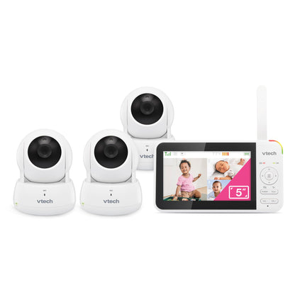 VTech Video Baby Monitor with 3 Cameras, 5" LCD Sc