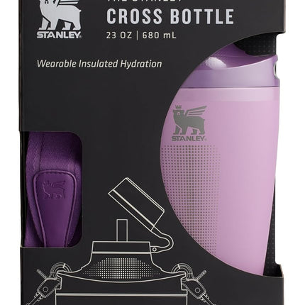Stanley Cross Bottle 23 oz | Travel Water Bottle with Jacquard Strap | Leakproof Tritan Lid with Removable Straw | Insulated Stainless Steel | BPA-Free | Lilac