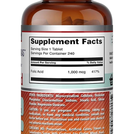 Amazing Formulas Folic Acid 5000 mcg (5 mg) 120 Tablets Supplement | Vitamin B9 | Non-GMO | Gluten Free | Made in USA