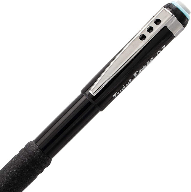 Pentel Twist Erase .7 MM, lápiz automático Twist-Erase III, paquete de 3, barriles negros, los mejores lápices mecánicos profesionales para la escuela, la oficina y el hogar para mujeres y hombres (QE517BP3)