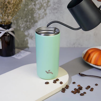 Konokyo Tumbler with Lid, 12 oz Travel Coffee Mug Double Wall Vacuum Stainless Steel Thermal Metal Cup Insulated Water Bottle,Macaron Green