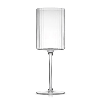 JoyJolt Fluted Wine Glasses – ELLE 17.5oz Red Set of 2 Big Long Stem Glasses. Unique, Stemmed Glass or Cocktail Vintage Style Drinking
