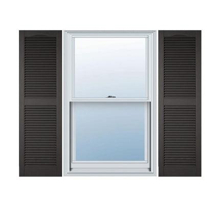 Ekena Millwork LL1C12X02400BD 12" W x 24" H Open Shutters with Center Slits Lifetime Vinyl Top with Fastener (Pair) Bordeaux