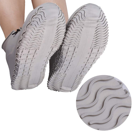 Shiwely Waterproof Shoe Covers, Silicone Reusable Shoe Cover Non-slip Durable Zipper Elastic Rain Cover Protection for Men Women (M (Women 5.5-7.5, Men 5-6.5), Grey)