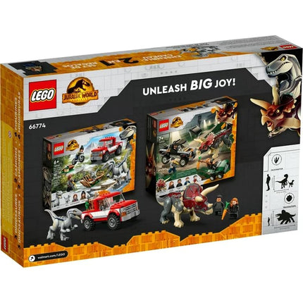 LEGO Jurassic World Dino Combo Pack 66774, pack économique de jouets, coffret cadeau 2 en 1 Triceratops et Vélociraptor, cadeau de Noël pour les enfants de 7 ans et plus