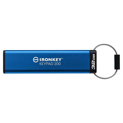 Kingston IronKey Keypad 200 Type -A hardware-encrypted USB Flash Drive FIPS 140-3 Level 3 (Pending) with XTS-AES 256-bit Hardware Encryption - IKKP200/32GB