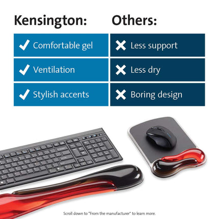 Kensington Duo Gel Mouse & Keyboard Wrist Rest Bundle, Red (K50036WW)