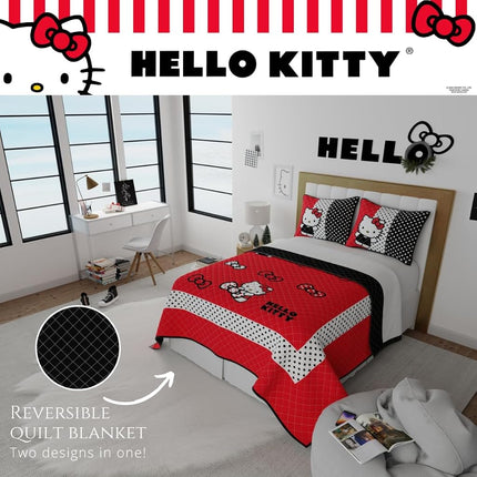 Franco Kids Quilt Set, Microfiber, Hello Kitty, Full/Queen