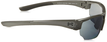Under Armour Men's Blitzing Wrap Sunglasses, Shiny Jet Gray, 70mm, 9mm