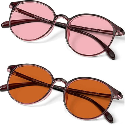 Lunettes anti-éblouissement BRADDELL OPTICS pour la sensibilité à la lumière de la migraine, verres teintés FL-41 roses pour l'intérieur et FL-60 marrons pour l'extérieur, pour l'éclairage fluorescent et LED, la photophobie et l'utilisation d'ordinateurs
