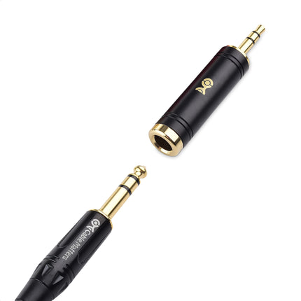Cable Matters Paquete de 2 adaptadores de 3.5mm a 1/4, conector adaptador de micrófono macho de 1/8 a hembra de 1/4, adaptador de conector de auriculares de 6.35mm a 3.5mm