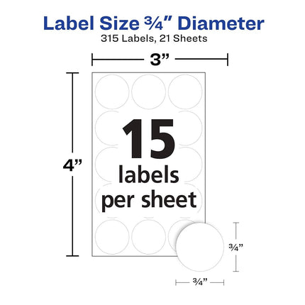 AVERY Removable Multi-Use ID Labels, 0.75" Diameter, White, Handwrite, (6738)