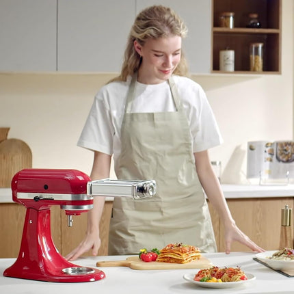Pasta Attachment for Kitchenaid Stand Mixer, All Metal Pasta Maker Kitchenaid Attachment, Included Pasta Sheet Roller, Spaghetti Cutter, Fettuccine Cutter Maker Accessories and Cleaning Brush