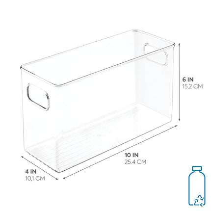 iDesign Cabinet/Kitchen Binz Kitchen Storage Container, Medium Plastic Storage Boxes for the Fridge, Freezer or Pantry, Clear, 25.4 x 10.2 x 15.2 cm, Large, Klar