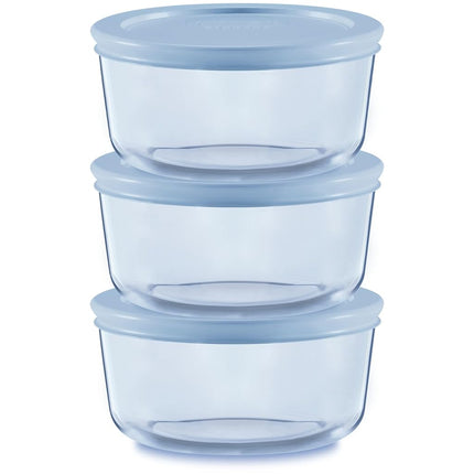 Pyrex Tinted (6-PC Large) Medium/Large Rectangle Food Storage Container Set, Snug Fit Non-Toxic Plastic BPA-Free Lids, Freezer Dishwasher Microwave Safe, 3 & 6 & 11 Cup