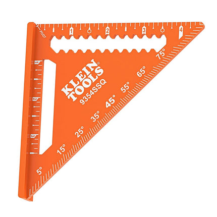 Klein Tools 9354SSQ 4-1/2-Inch Trim Square, Aluminum Rafter and Carpenter Square with Dual Reference Base, Woodworking Scribe Tool with Preset Angle Guide, Carpenter Tools