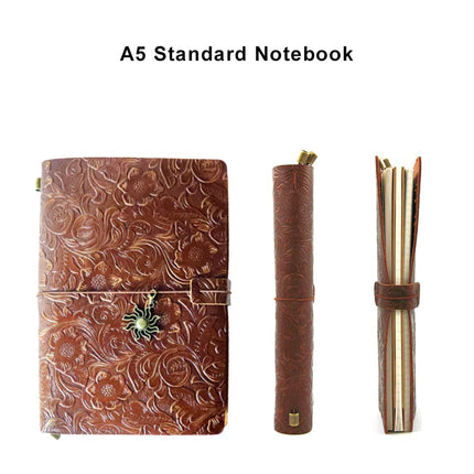 aoaoway Refillable Leather Journal Travelers Notebook A5 Coffee