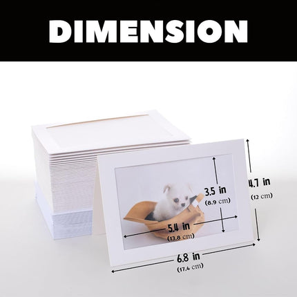 Litpoetic 200 Count Photo Frame Cards with Envelopes 4x6 Paper Picture Frame Notecards Photo Card Holder for Back to School Teacher Appreciation Halloween Wedding Birthday Classroom DIY - White