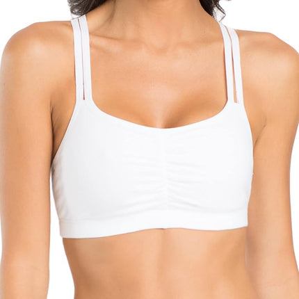 Sujetador deportivo de algodón con tirantes finos para mujer Fruit of the Loom, paquete de 3 en colores de moda, camuflaje moderno pequeño/blanco/negro, 34