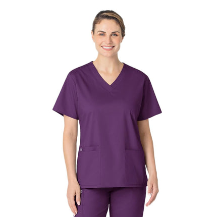 WonderWink Women's V-Neck Top, Eggplant, X-Small
